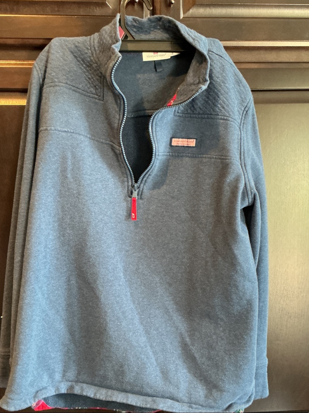 Vineyard Vines Navy Women’s Quarter-Zip Pullover with Red Trim